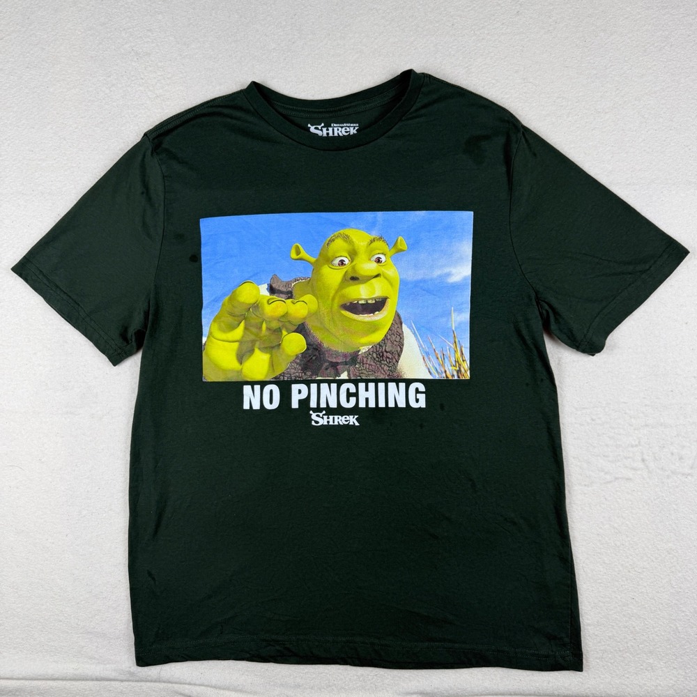 Shrek No Pinching Graphic T-Shirt Mens Large Green St Patricks Day Dreamworks
